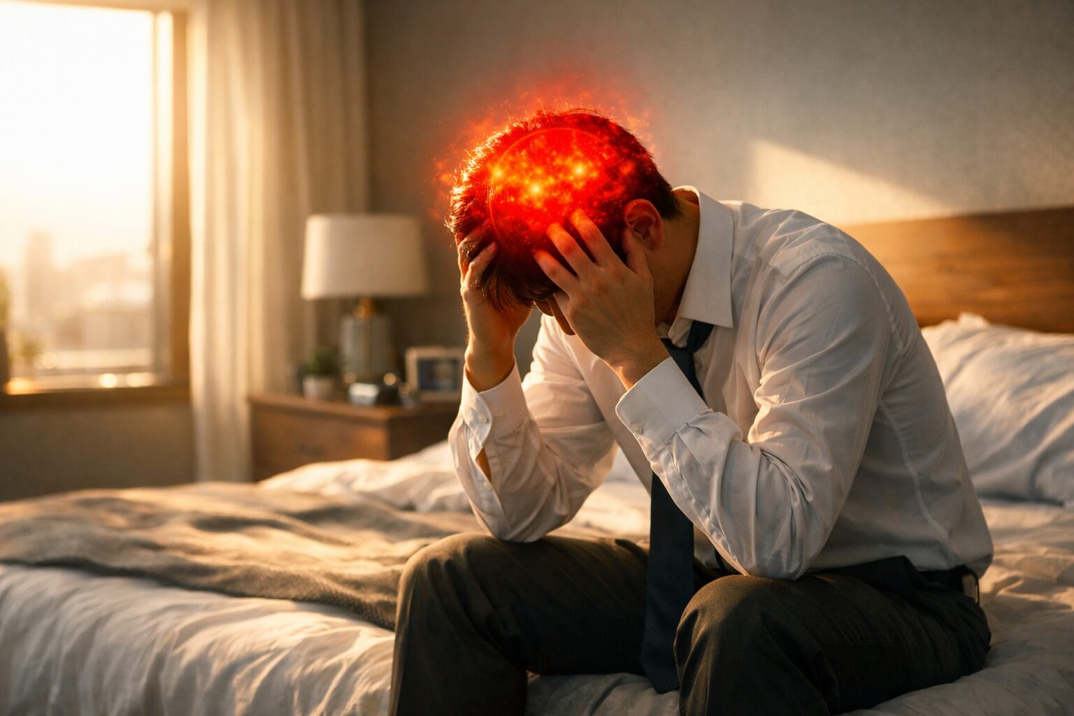 自律神経の乱れによりオーバーヒートして炎症を起こしている脳のイメージイラスト