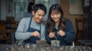 川越でペアリング作りを体験するカップルの様子 