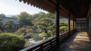 川越の喜多院で縁側から日本庭園を眺められる落ち着いた景色 