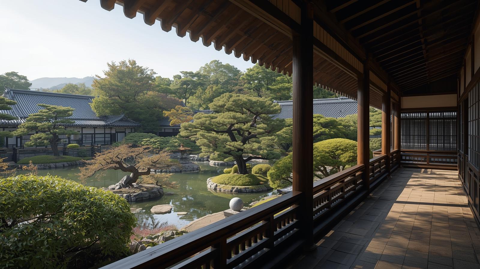 川越の喜多院で縁側から日本庭園を眺められる落ち着いた景色