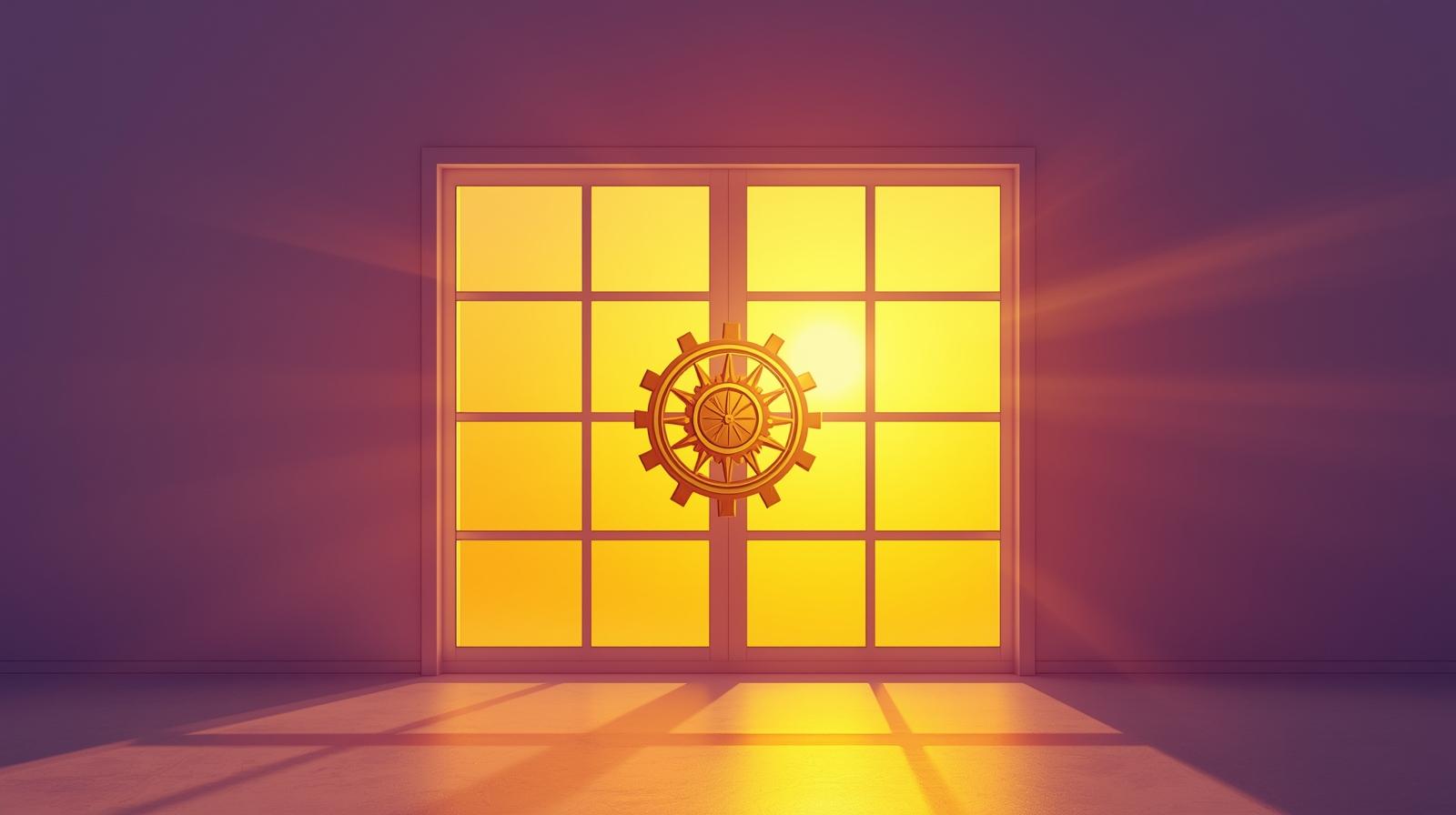 脳をエンジンに見立て、覚醒までのロード中を示すイラスト。朝の頭の霧（睡眠慣性）が晴れていくプロセスを説明。